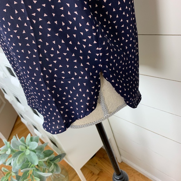 NWT Sweet Rain Navy Geometric Confetti Print Blouse Dress Shirt Top Small - Picture 4 of 8